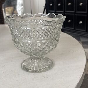 Vintage Anchor Hocking Wexford 7″ Crystal Fruit/Serving Glass Bowl 1980s